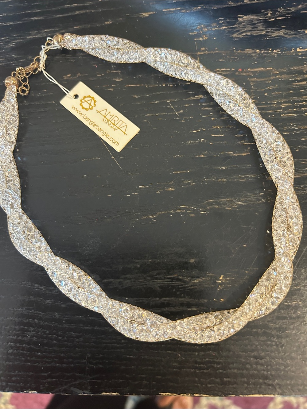 Amrita Singh Silver-Tone Twisted Crystal Collar Necklace